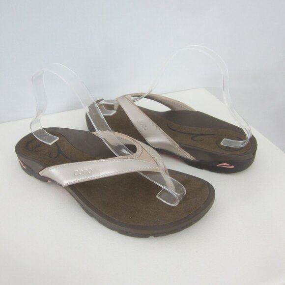 Abeo | Shoes | New Womens 9 N Abeo Alea Beige Metallic Slides Thong ...